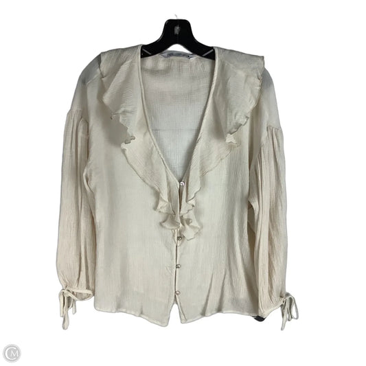 Top Long Sleeve By Zara In Cream, Size: M