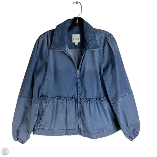 Jacket Shirt By Logo In Blue Denim, Size: S