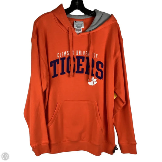 Sweatshirt Hoodie By Champion In Orange, Size: L