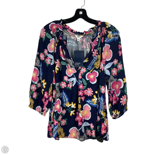 Top Short Sleeve By Crown And Ivy In Floral Print, Size: S