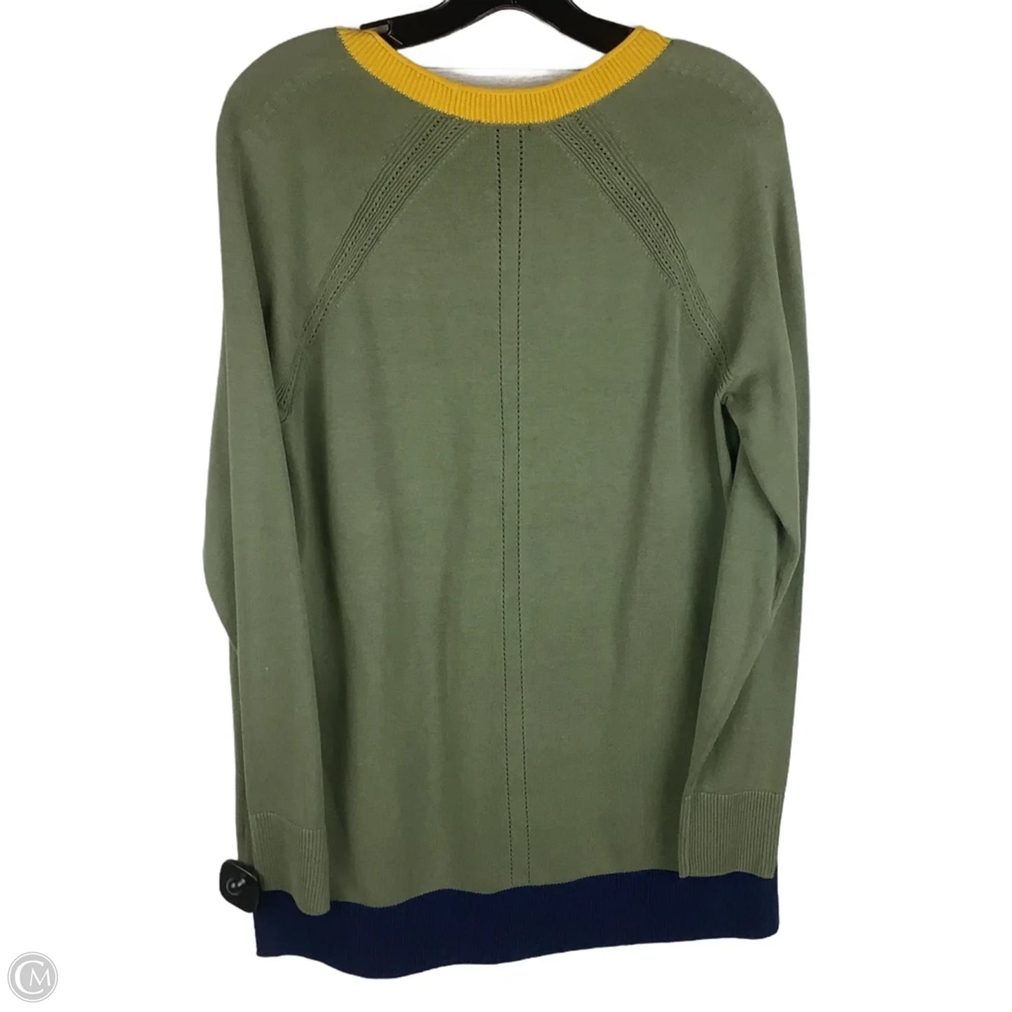 Cardigan By Talbots In Green & Yellow, Size: M