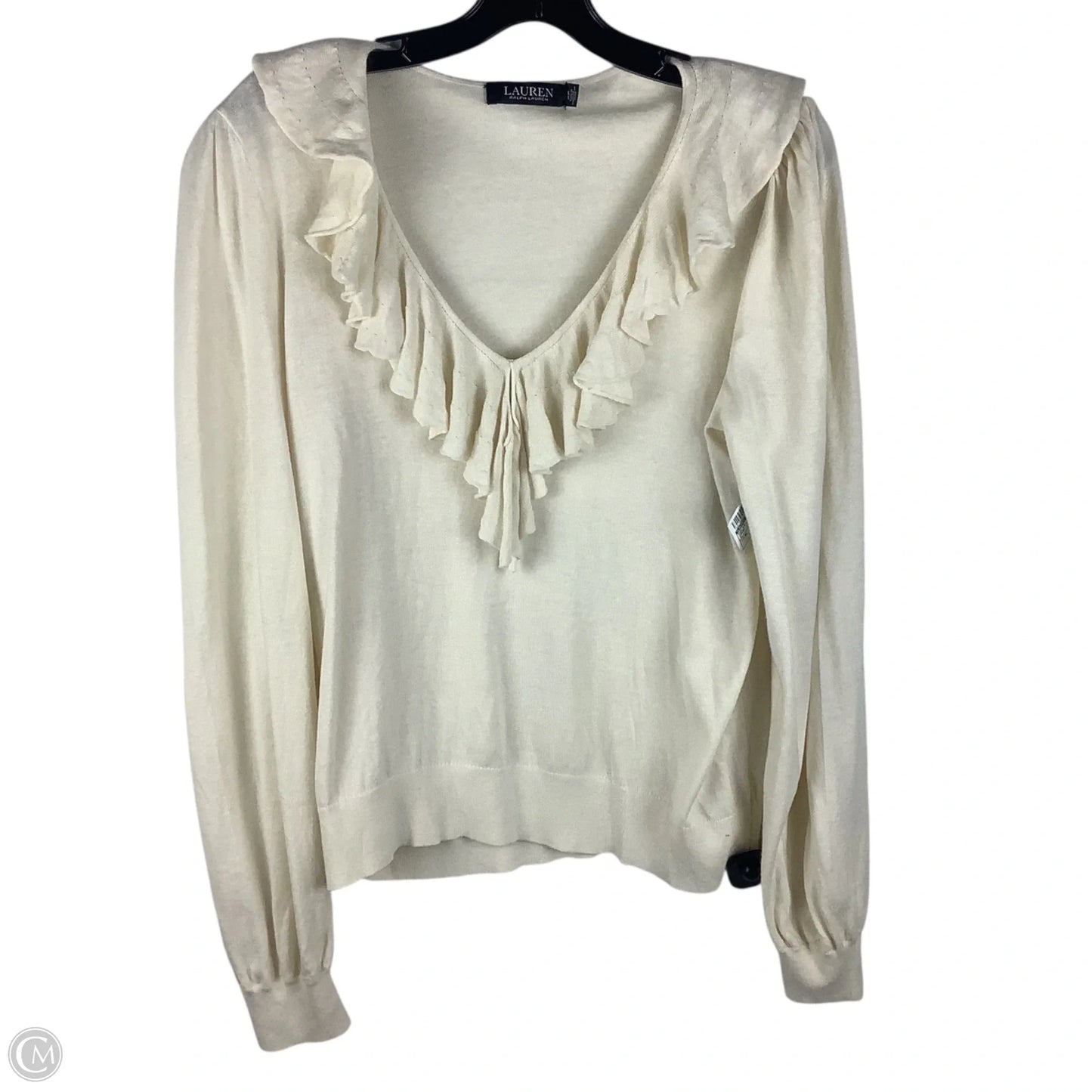 Top Long Sleeve By Lauren By Ralph Lauren In Cream, Size: Xl