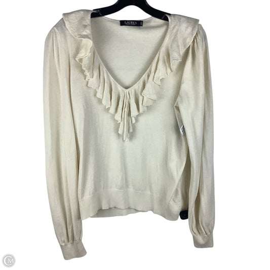 Top Long Sleeve By Lauren By Ralph Lauren In Cream, Size: Xl