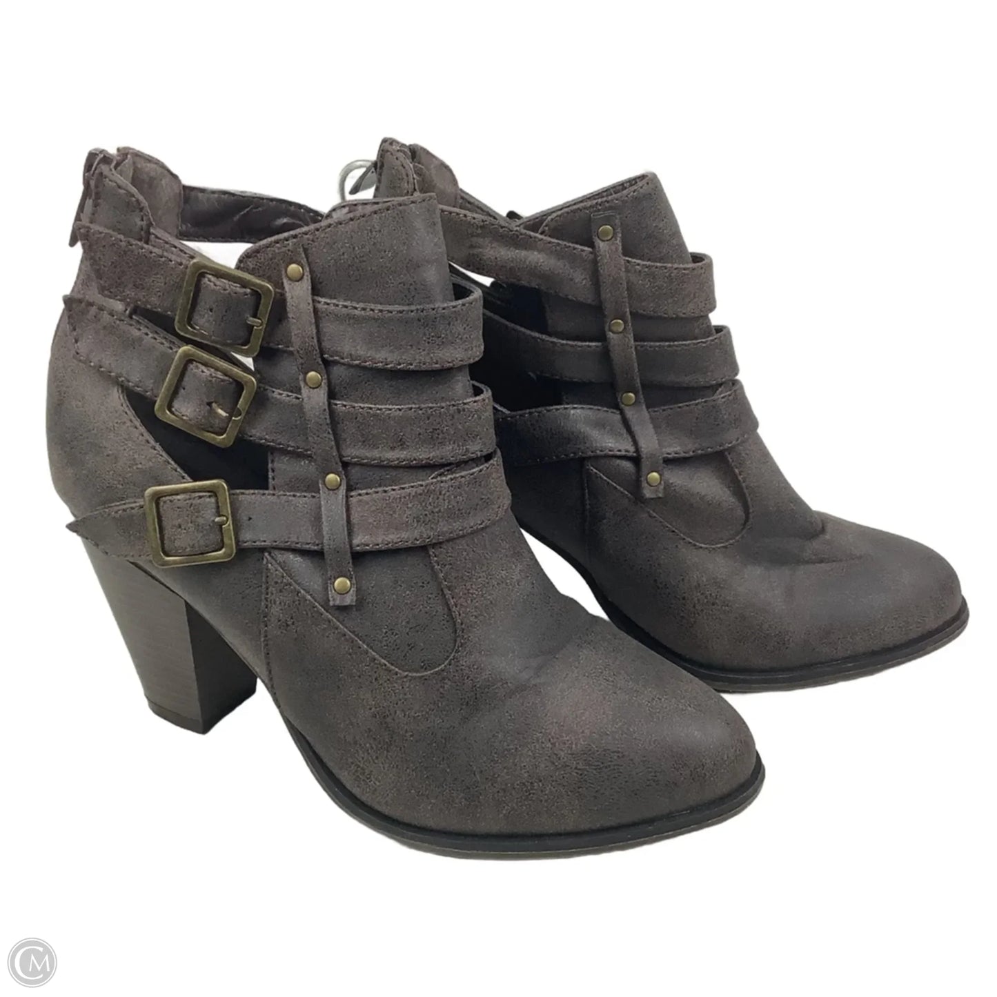 Boots Ankle Heels By Forever In Brown, Size: 7.5