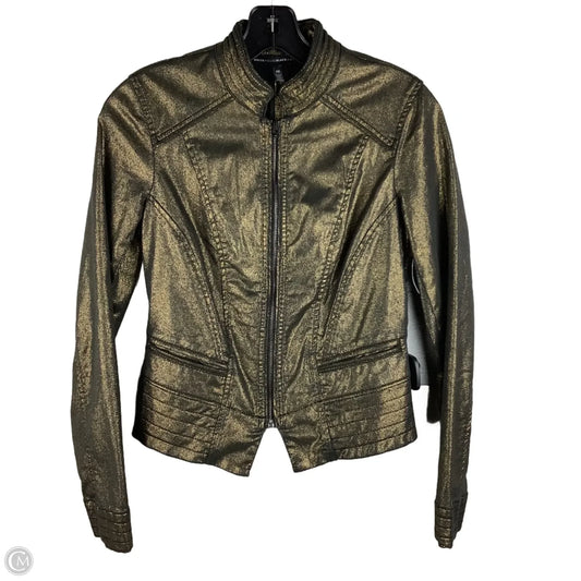 Jacket Moto By White House Black Market In Gold, Size: 00