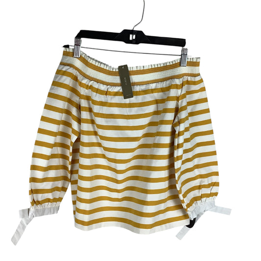 Top Long Sleeve By J. Crew In White & Yellow, Size: Xs