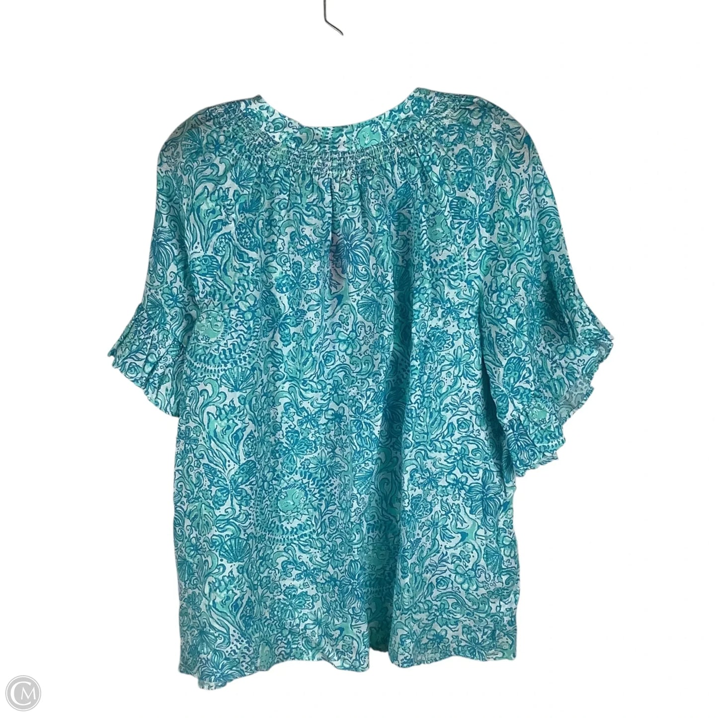 Top Short Sleeve Designer By Lilly Pulitzer In Blue, Size: Xl