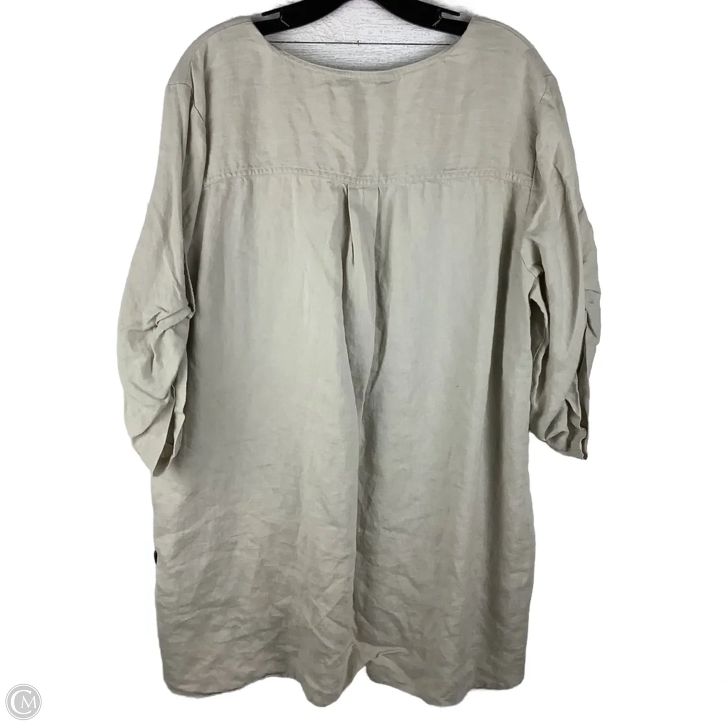 Top Long Sleeve 100% linen By Ellen Tracy In White, Size: 2x