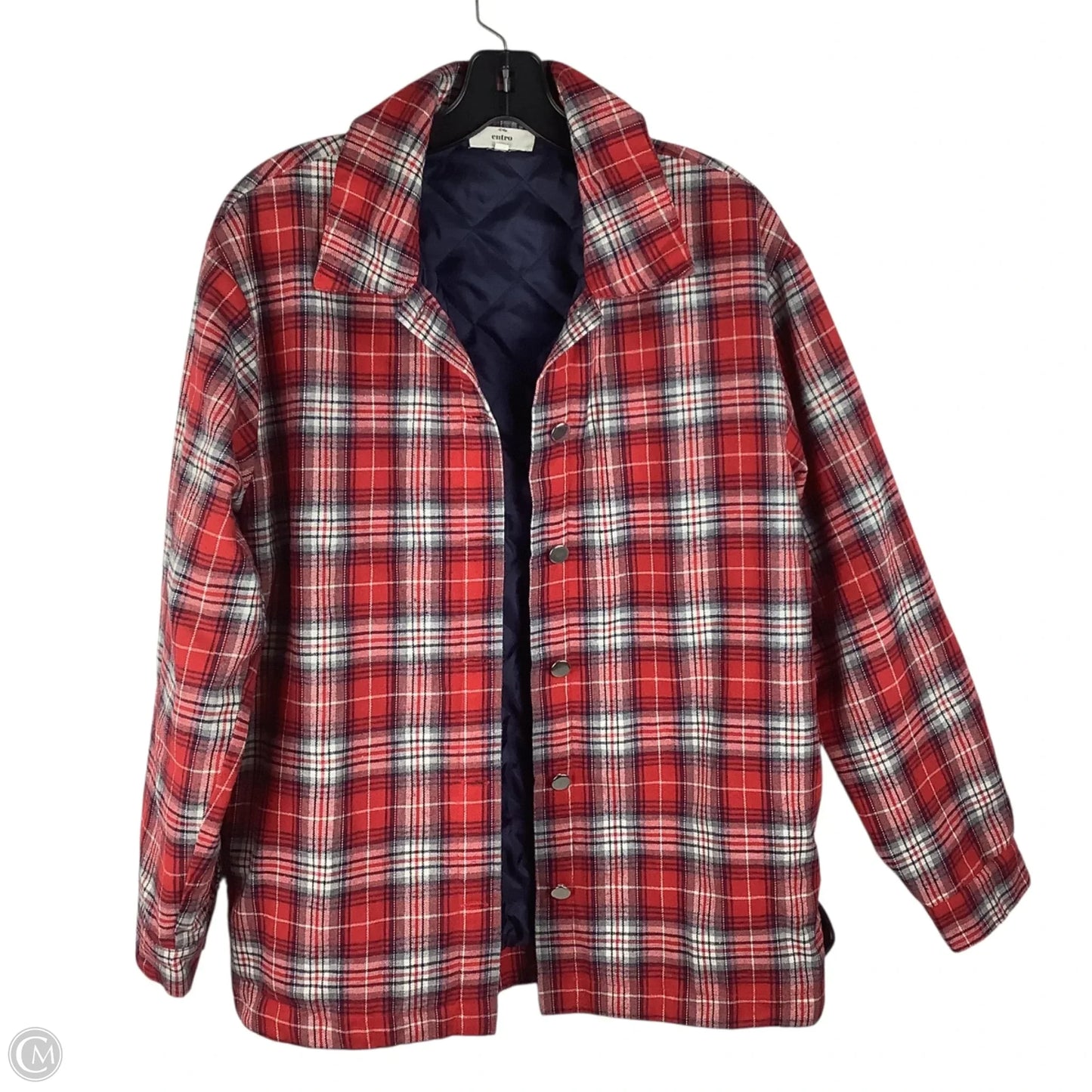 Jacket Shirt By Entro In Plaid Pattern, Size: S