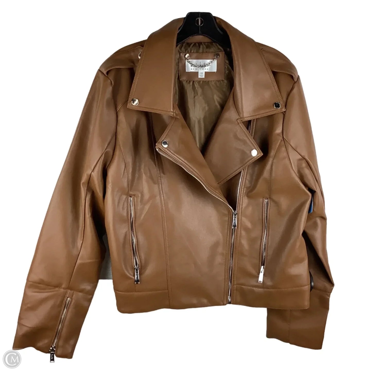 Jacket Moto By Nicole By Nicole Miller In Brown, Size: 1x