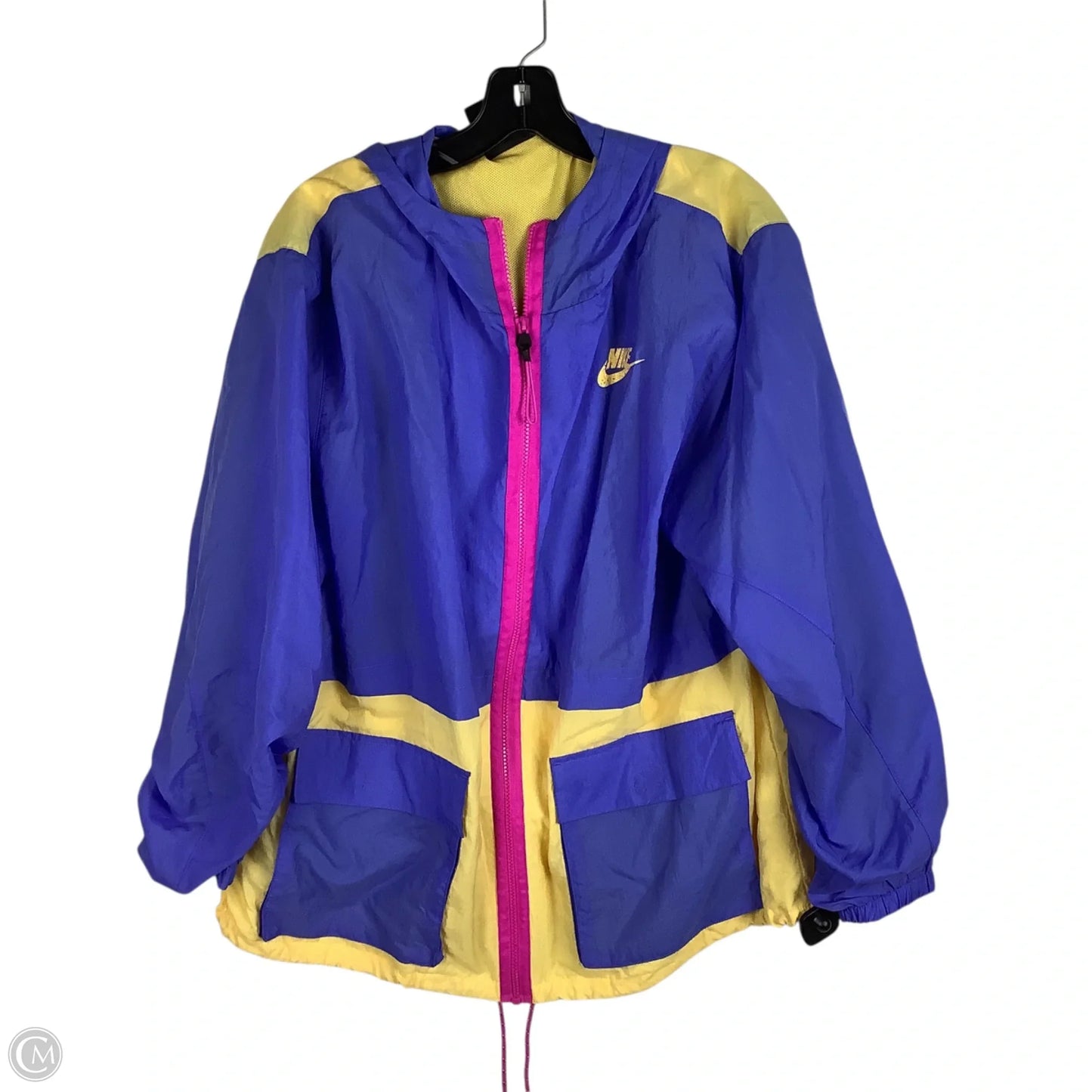 Athletic Jacket By Nike Apparel In Purple & Yellow, Size: 1x