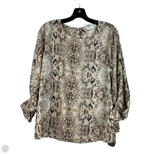 Top Long Sleeve By She + Sky In Snakeskin Print, Size: L
