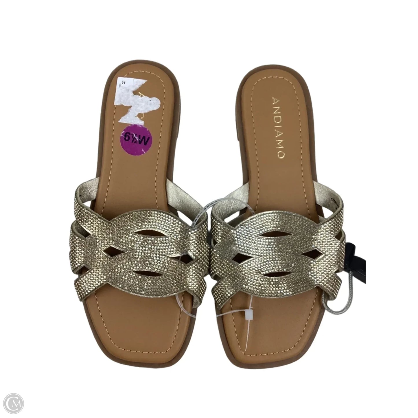 Sandals Flats By Clothes Mentor In Gold, Size: 6.5