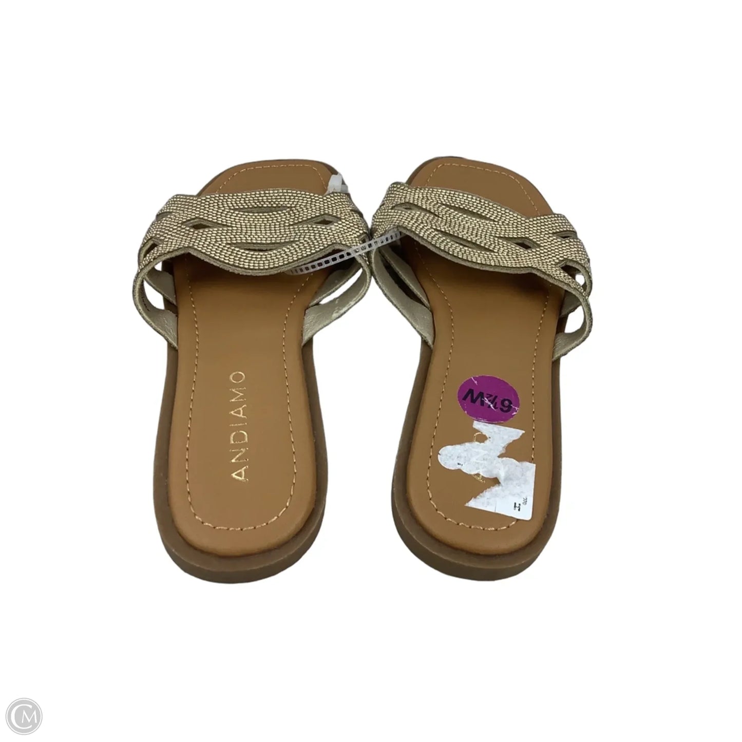 Sandals Flats By Clothes Mentor In Gold, Size: 6.5