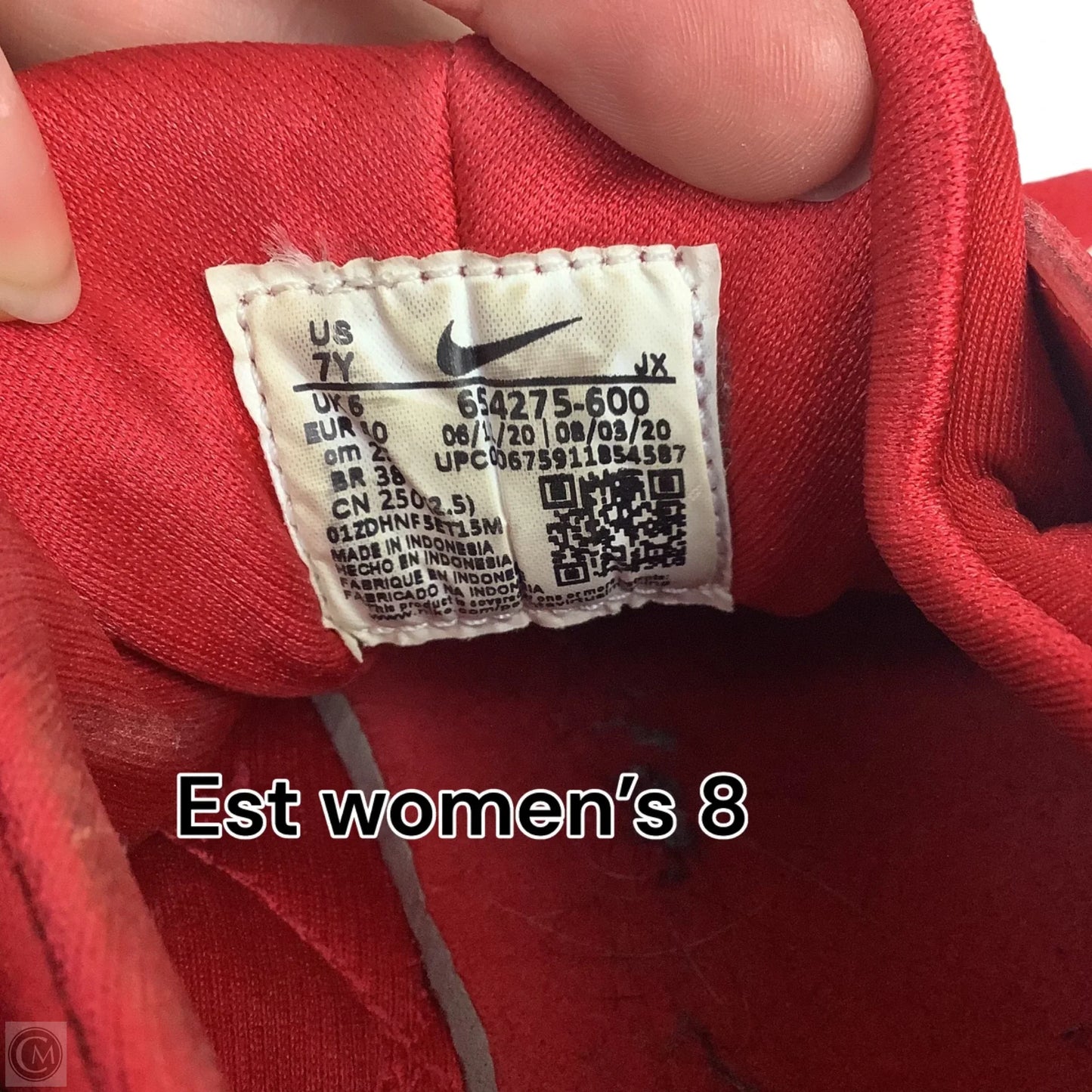 Shoes Athletic By Nike In Red, Size: 7Y/ est. W8