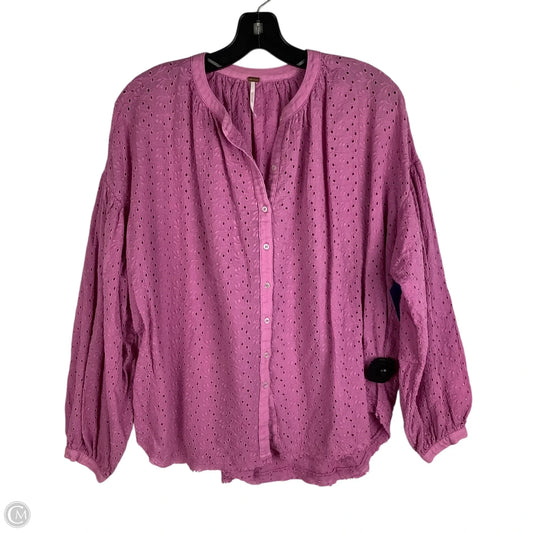 Top Long Sleeve By Free People In Pink, Size: S