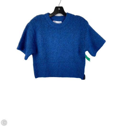 Sweater Short Sleeve By Zara In Blue, Size: S