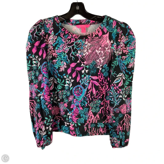 Top Long Sleeve Designer By Lilly Pulitzer In Black & Pink, Size: Xs