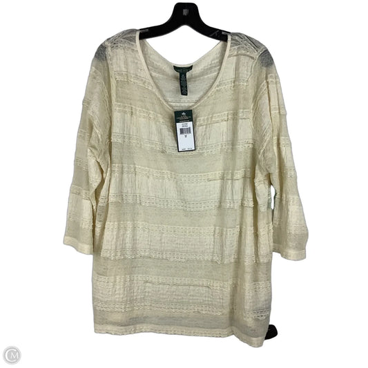 Top Long Sleeve By Lauren Jeans Co In Cream, Size: 3x