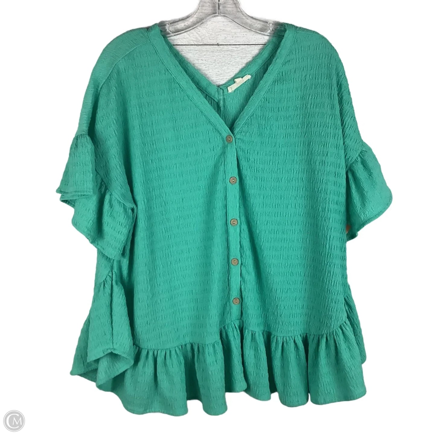 Top Short Sleeve By Easel In Teal, Size: L