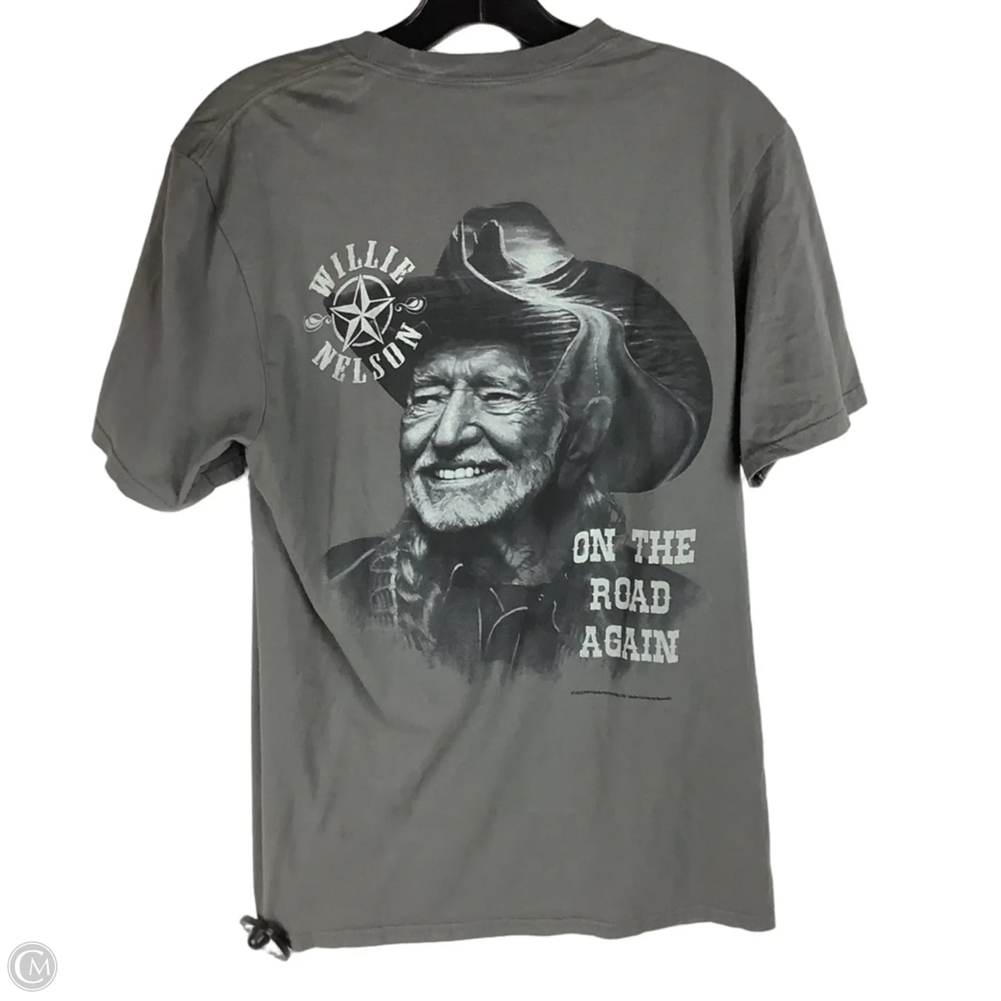 Top Short Sleeve Basic By Clothes Mentor In Grey, Size: M, Back of shirt pictured first