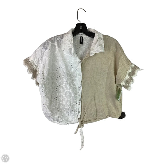Top Short Sleeve By Venti6 In Cream, Size: S