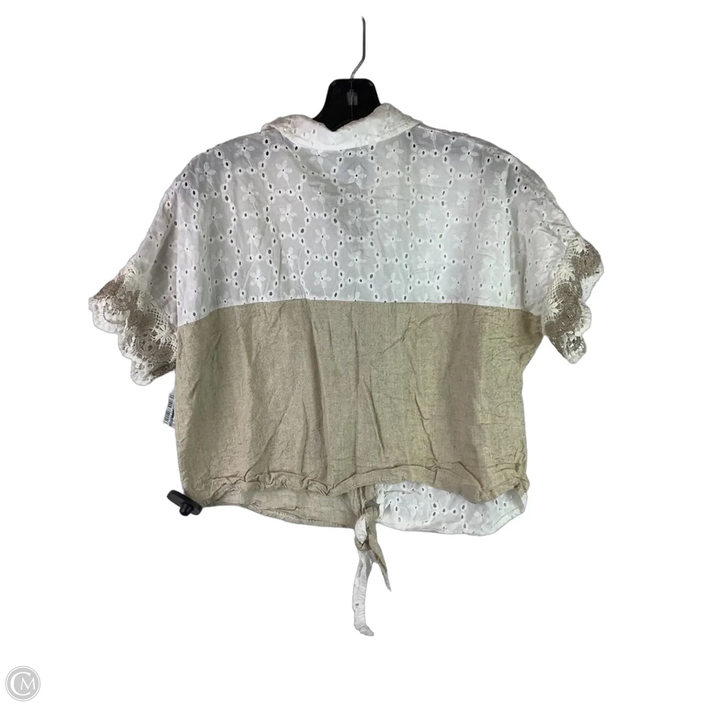 Top Short Sleeve By Venti6 In Cream, Size: S