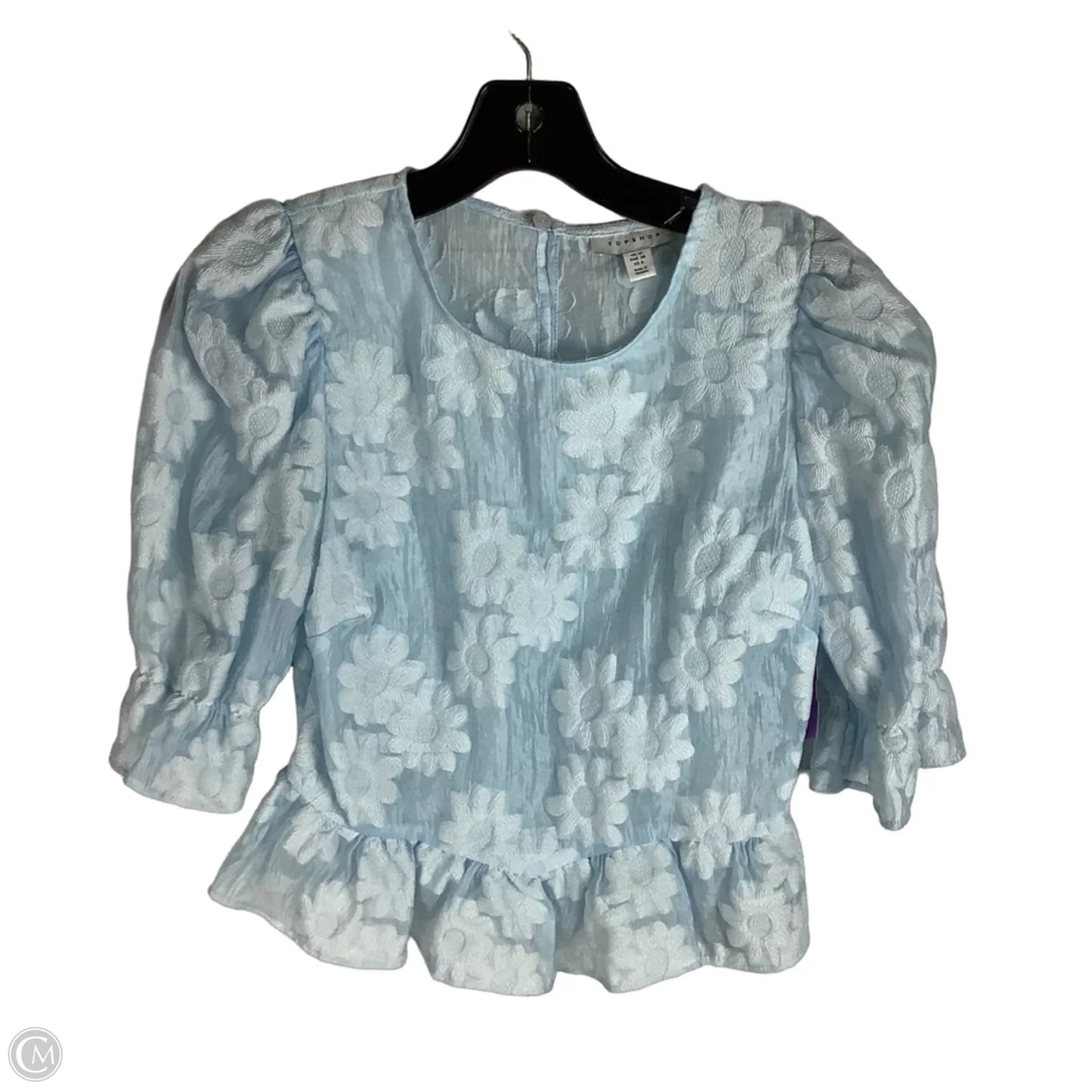 Top Short Sleeve By Topshop In Blue, Size: S (6)