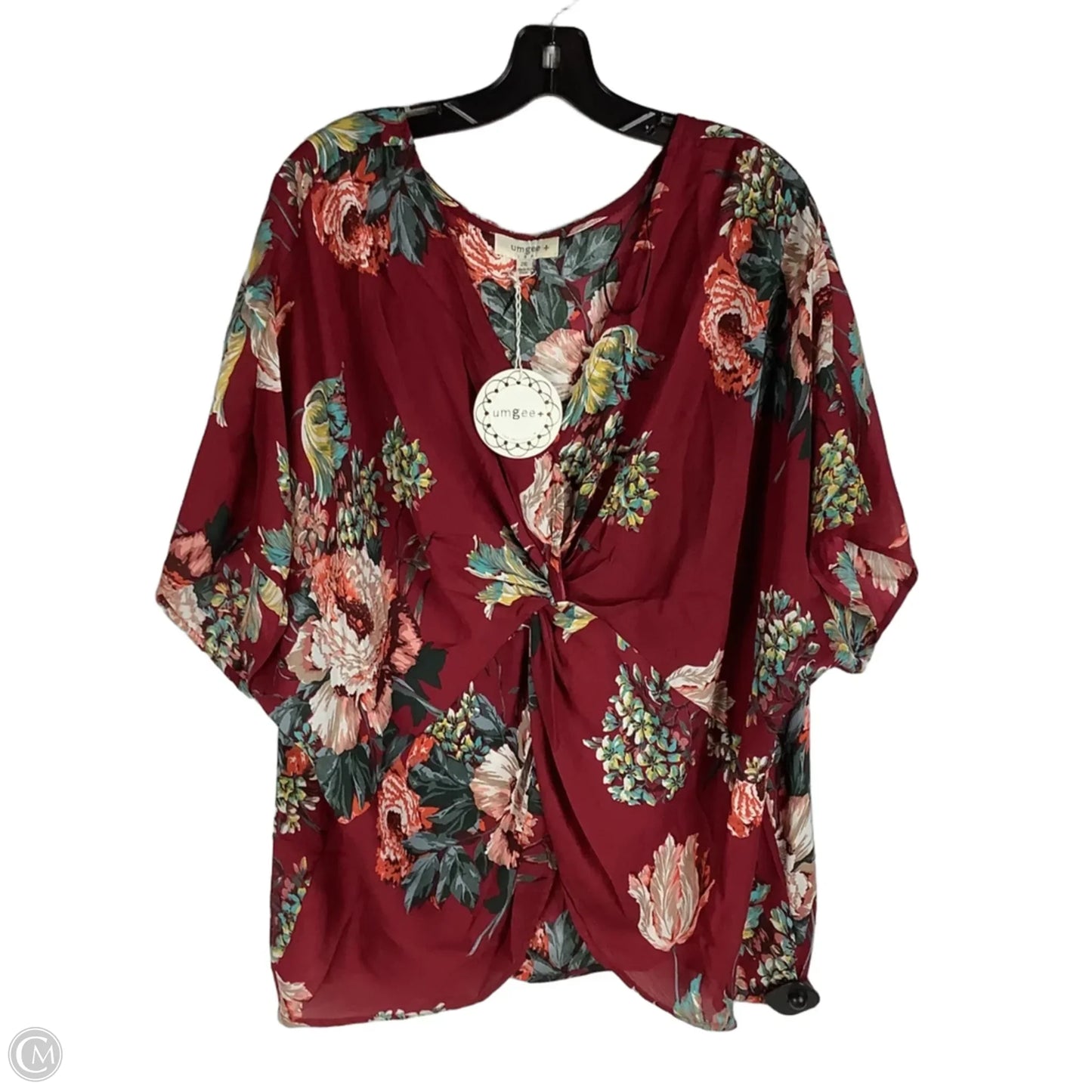 Top Short Sleeve By Umgee In Floral Print, Size: 2x
