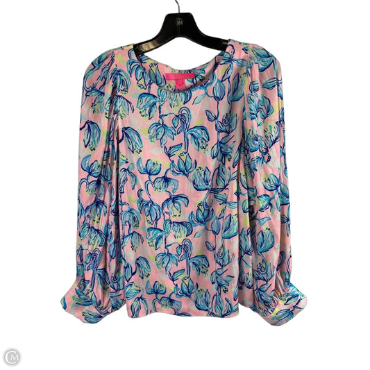 Top Long Sleeve Designer By Lilly Pulitzer In Blue & Pink, Size: S