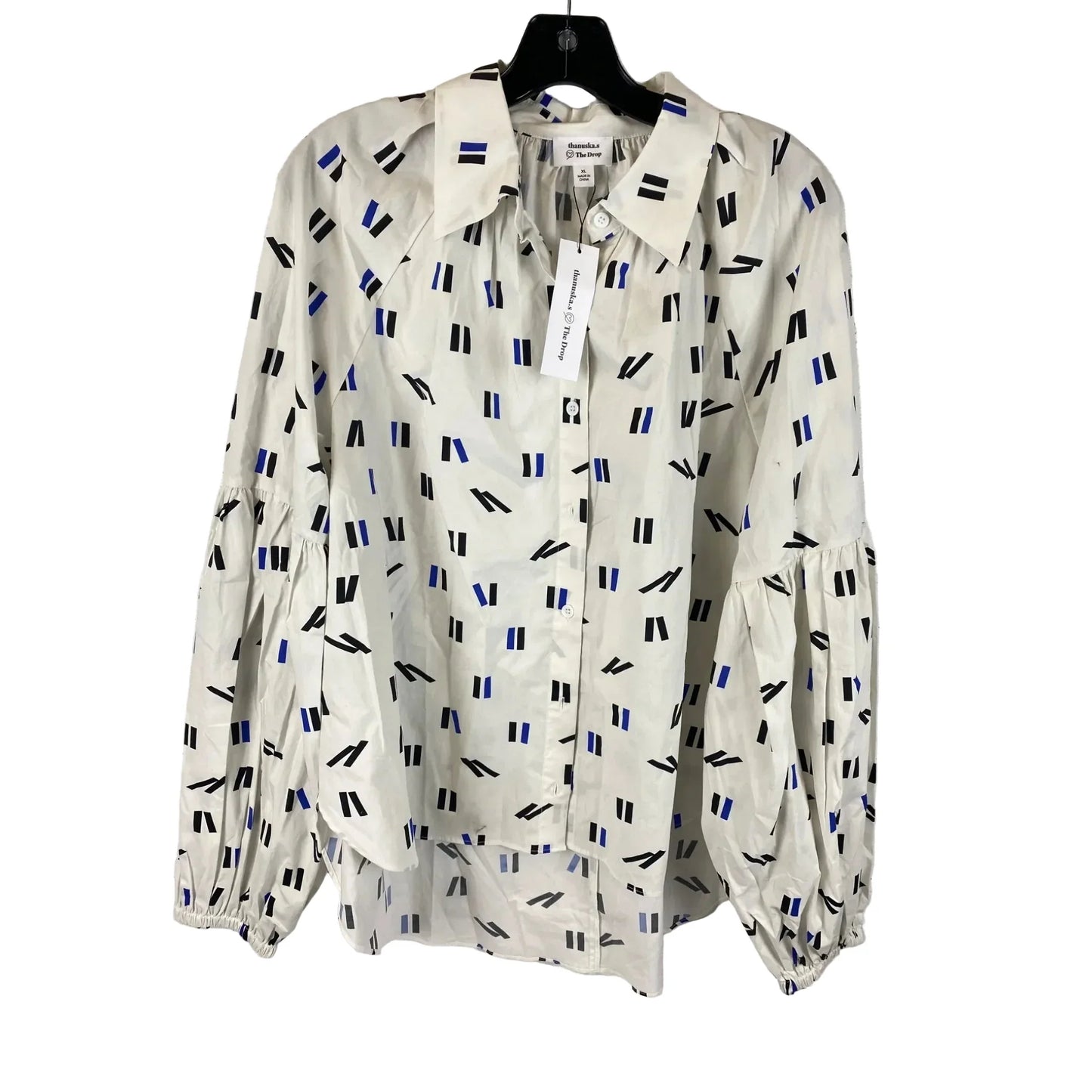 Top Long Sleeve By The Drop In Blue & White, Size: Xl