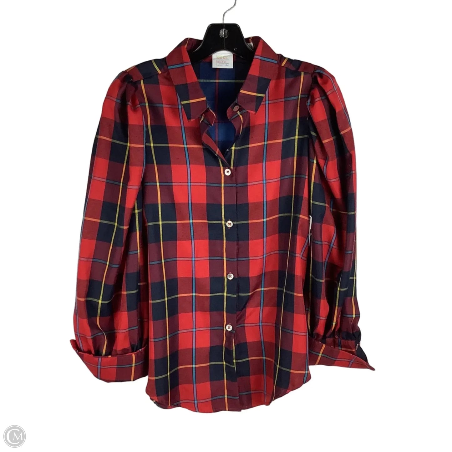 Blouse Long Sleeve By Gretchen Scott In Plaid Pattern, Size: S