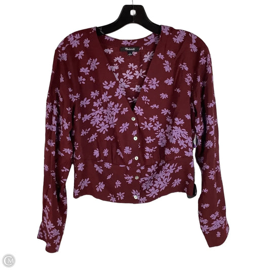 Blouse Long Sleeve By Madewell In Purple & Red, Size: S
