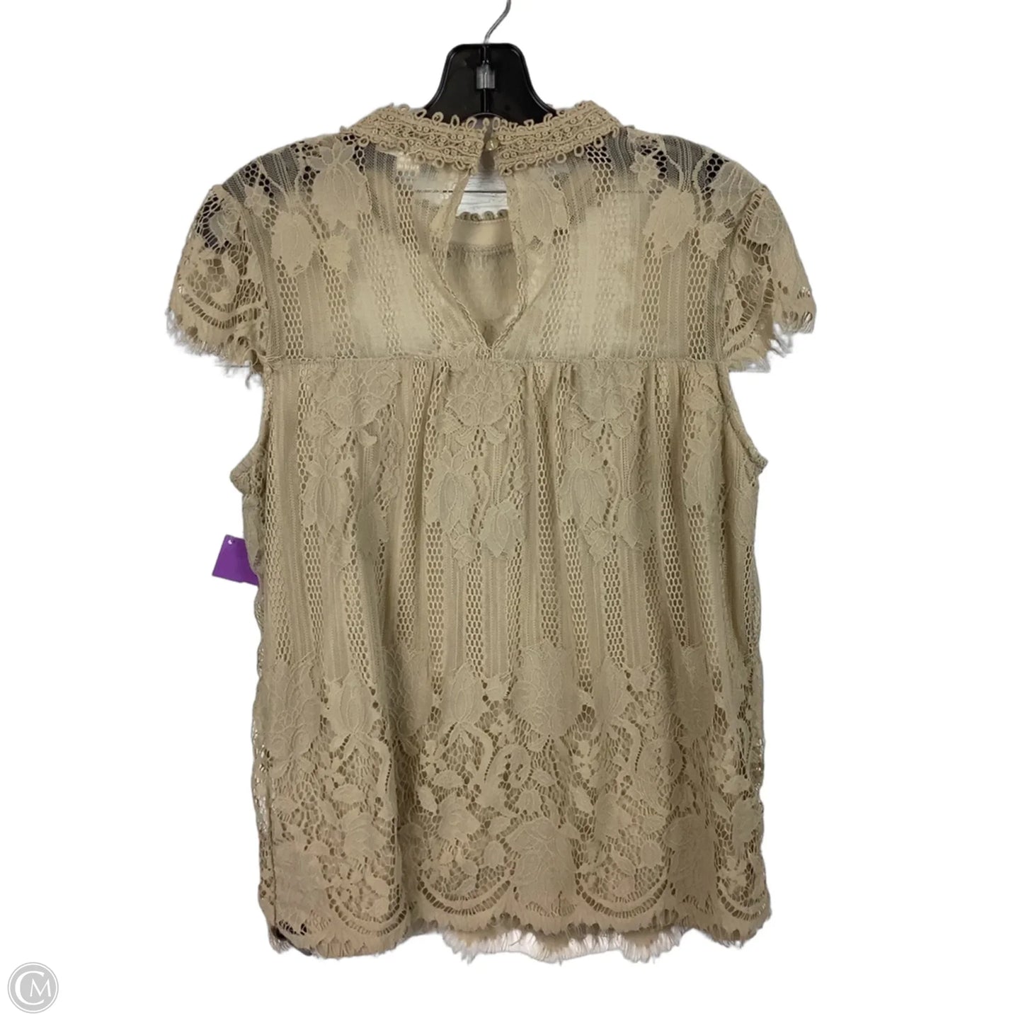 Top Short Sleeve By Ultra Pink In Beige, Size: M