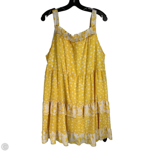 Dress Casual Short By Cato In White & Yellow, Size: Xl