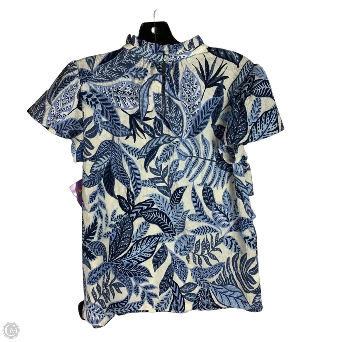 Top Short Sleeve By Ann Taylor In Blue & White, Size: S