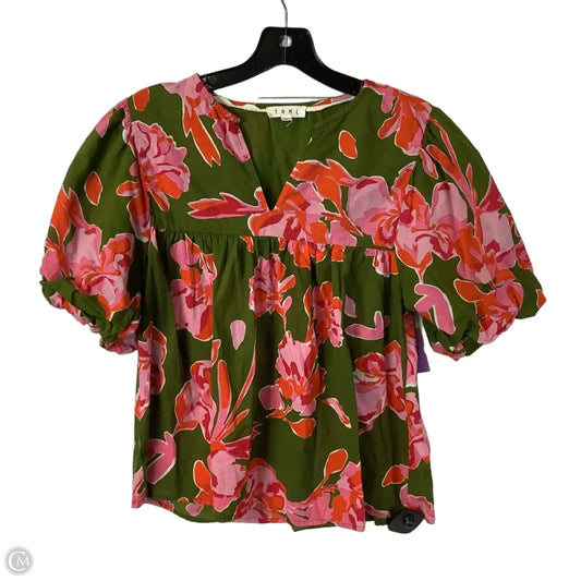Top Short Sleeve By Thml In Green & Pink, Size: S