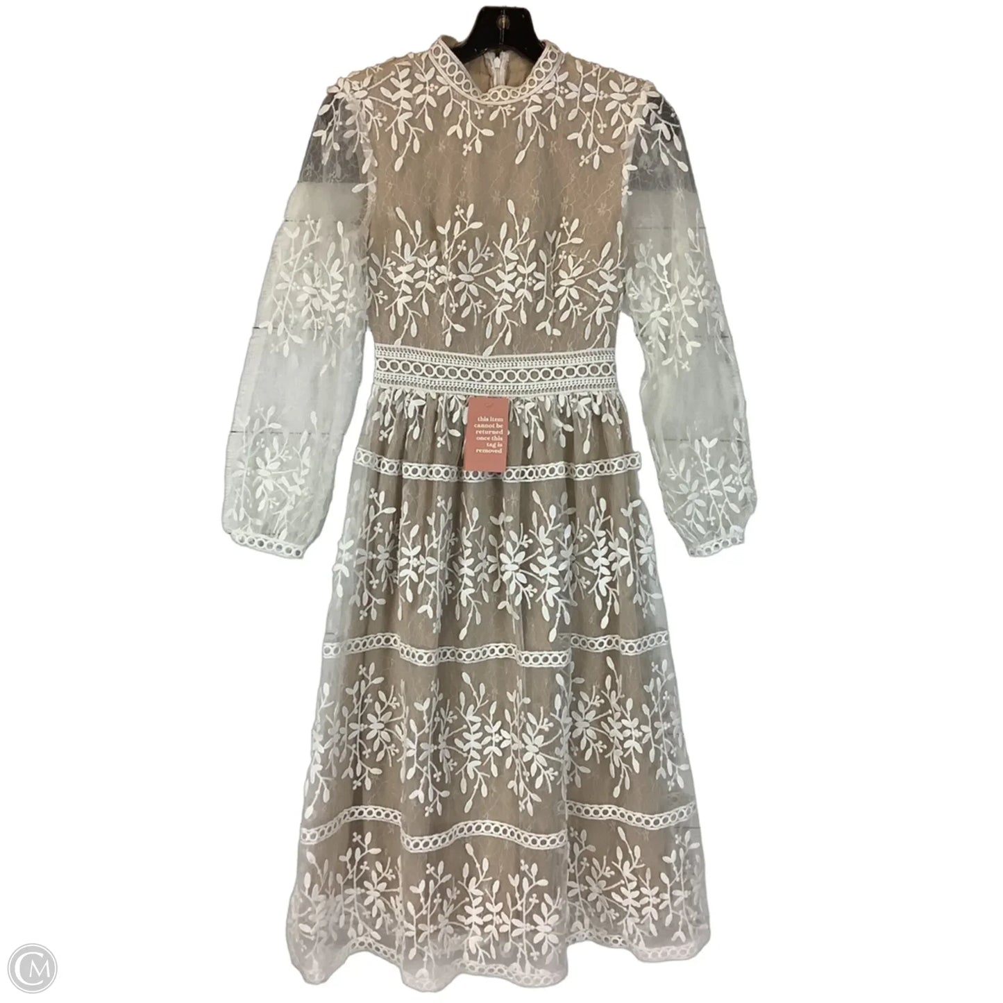 Dress Party Midi By Cmb In Cream & White, Size: Xxs