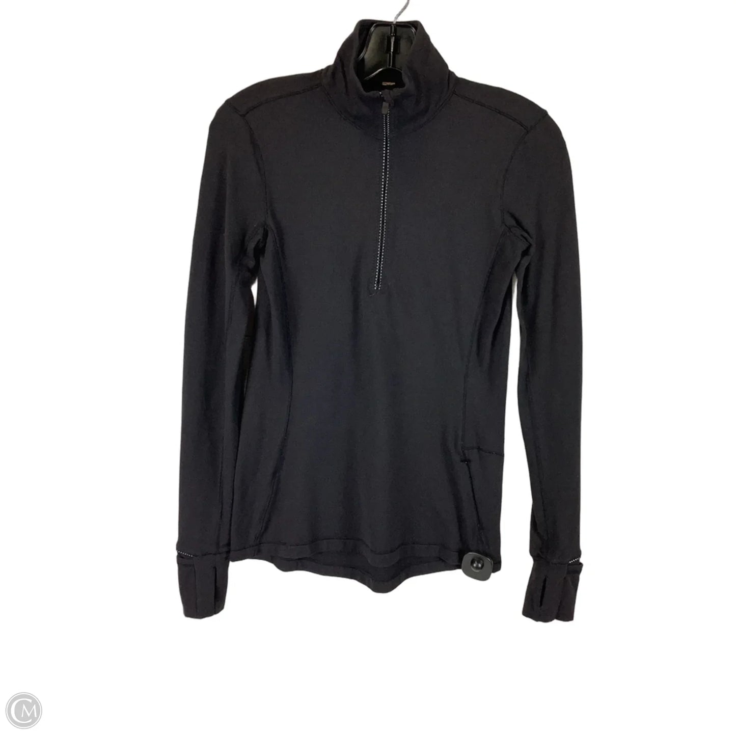 Athletic Top Long Sleeve Collar By Lululemon In Black