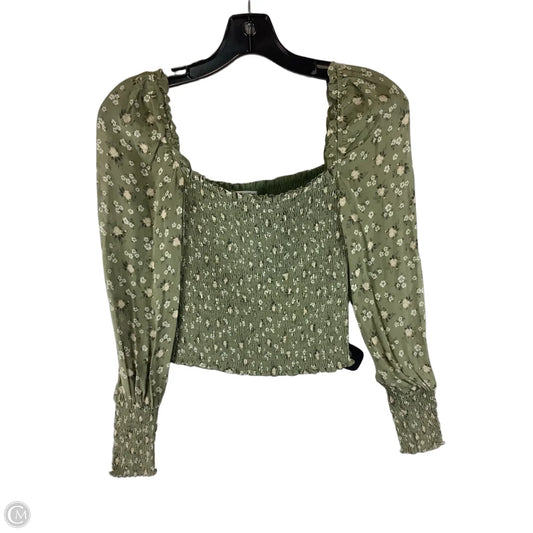 Top Long Sleeve By Reformation In Green & White, Size: Xs