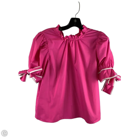 Top Short Sleeve By Entro In Pink & White, Size: S