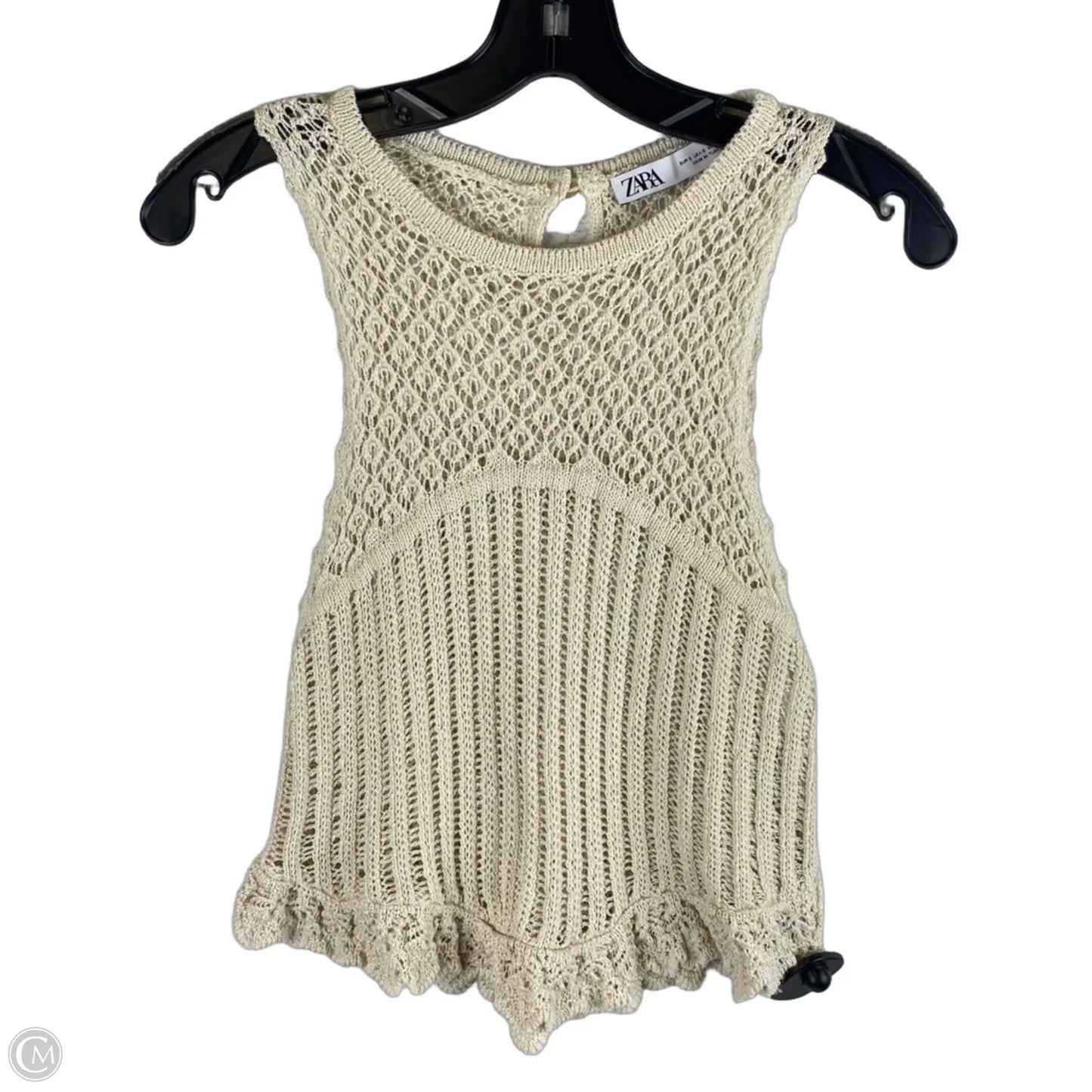 Top Sleeveless By Zara In Cream, Size: S