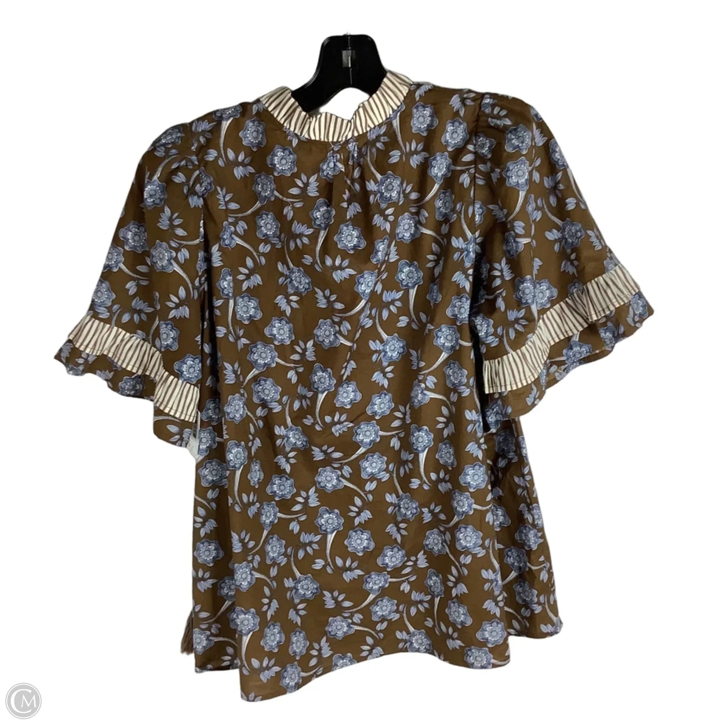 Top Short Sleeve By Entro In Blue & Brown, Size: L