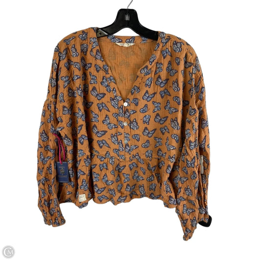 Top Long Sleeve By Simply Southern In Blue & Orange, Size: Xxl