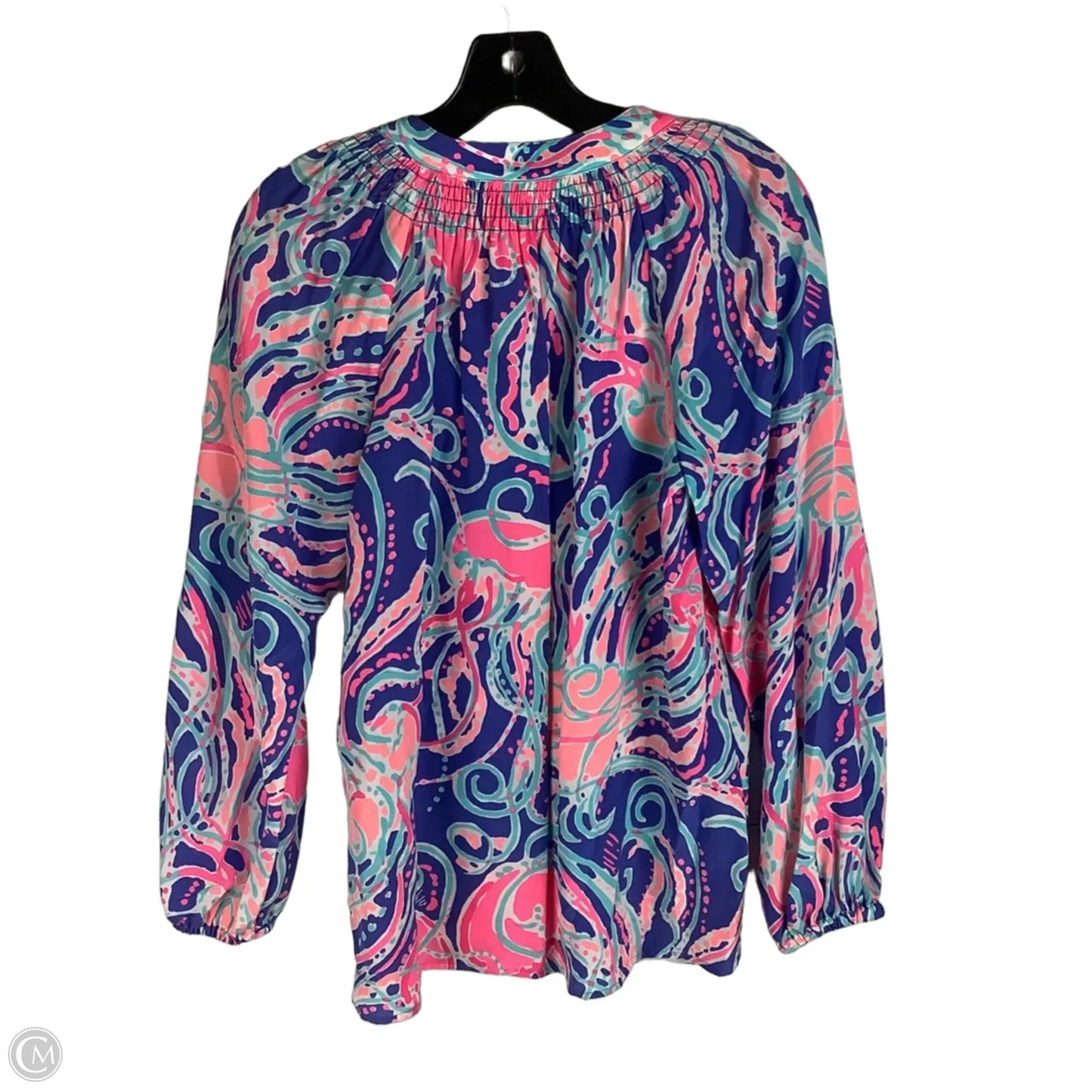 Top Long Sleeve Designer By Lilly Pulitzer In Blue & Pink, Size: S