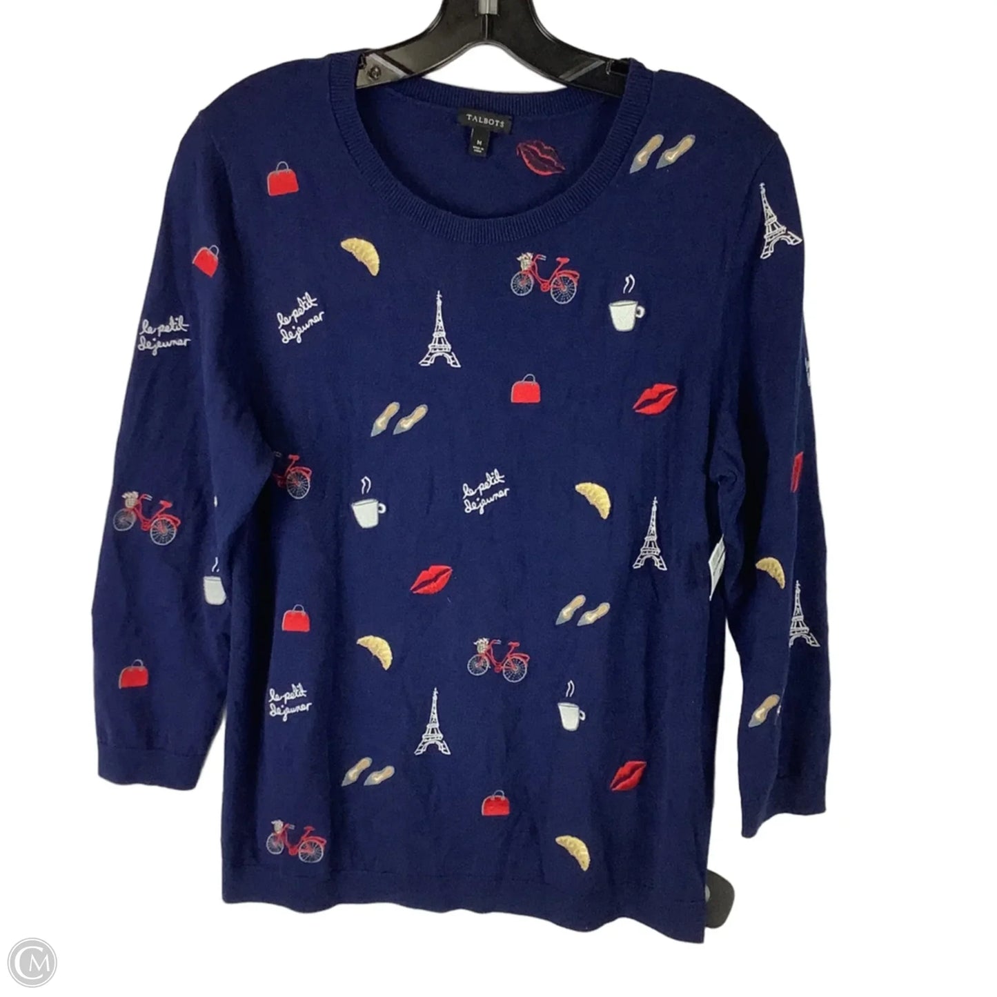 Top Long Sleeve By Talbots In Blue & Red & White, Size: M