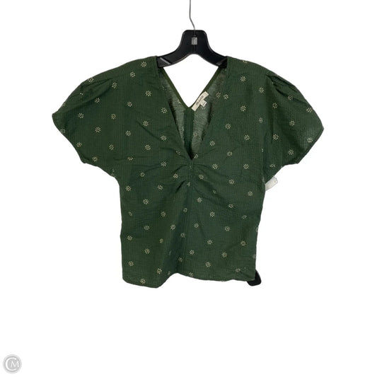 Top Short Sleeve By Madewell In Green & White, Size: 2