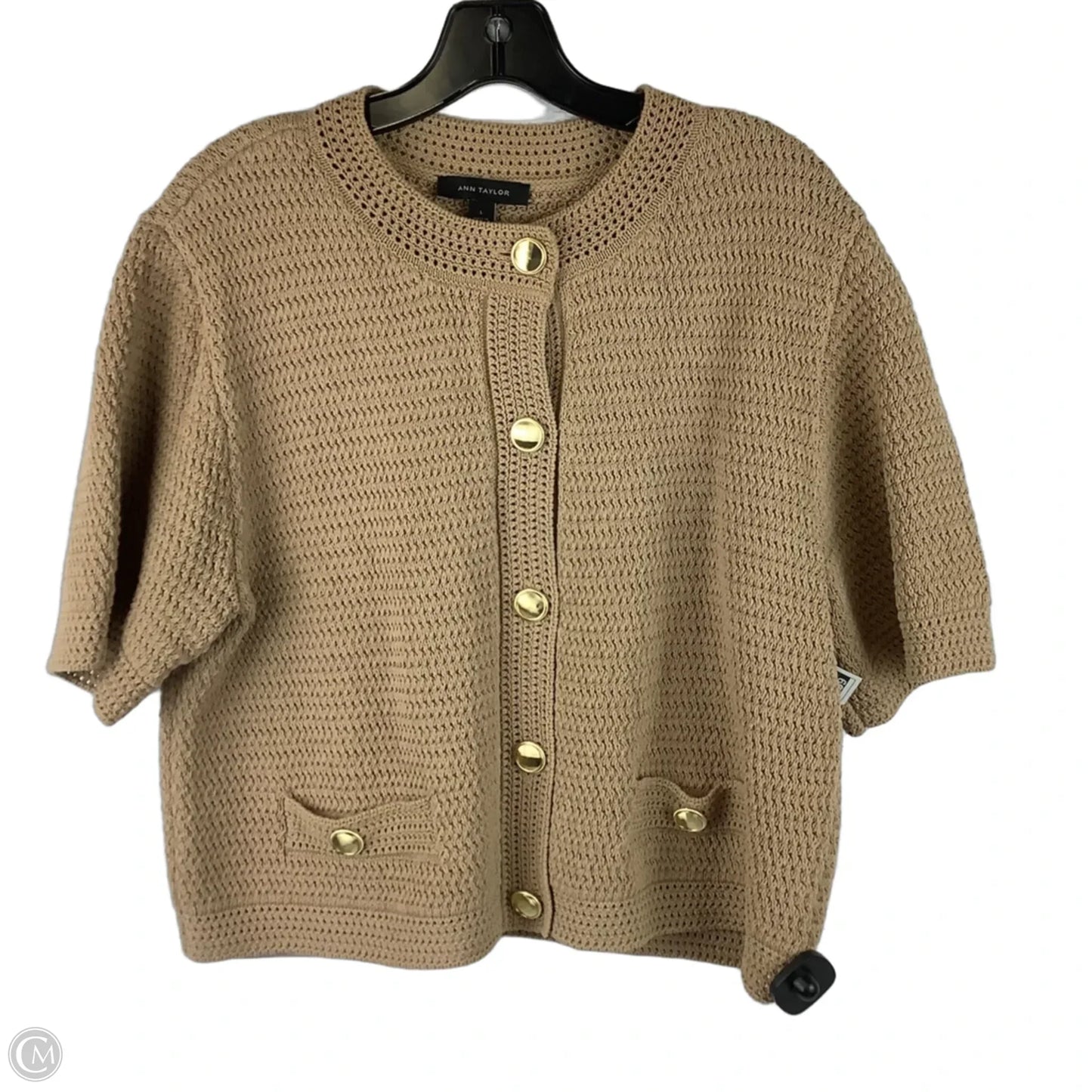 Top Short Sleeve By Ann Taylor In Tan, Size: L