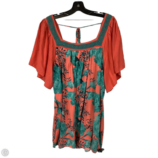 Top Short Sleeve By Umgee In Floral Print, Size: L