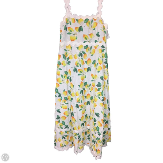 Dress Casual Maxi By Cmc In White & Yellow, Size: L